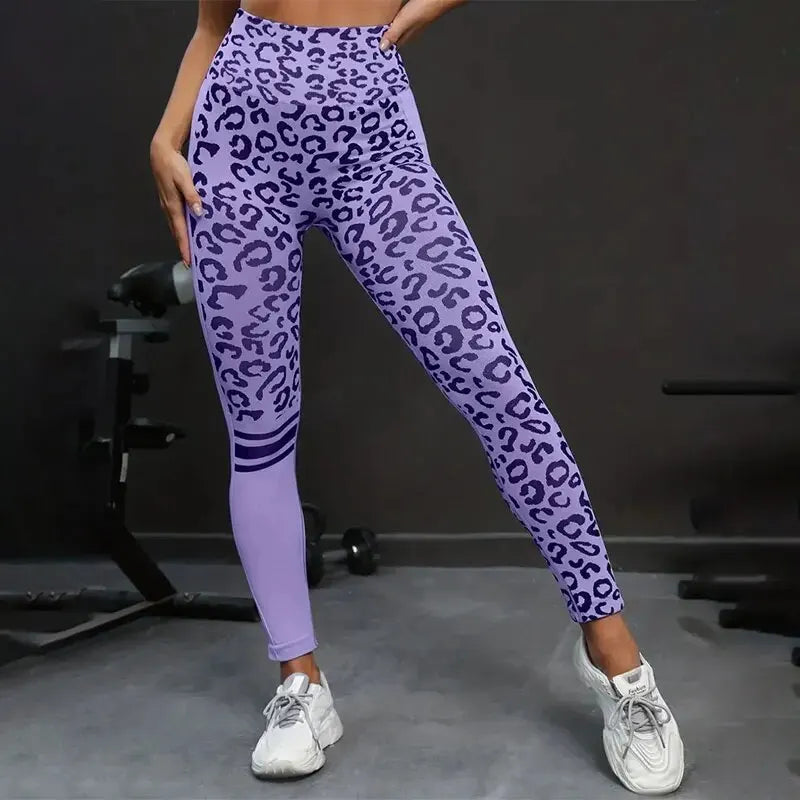 High Waisted Yoga Pants Tummy Control Leopard Print Seamless Quick Dry Fitness Leggings