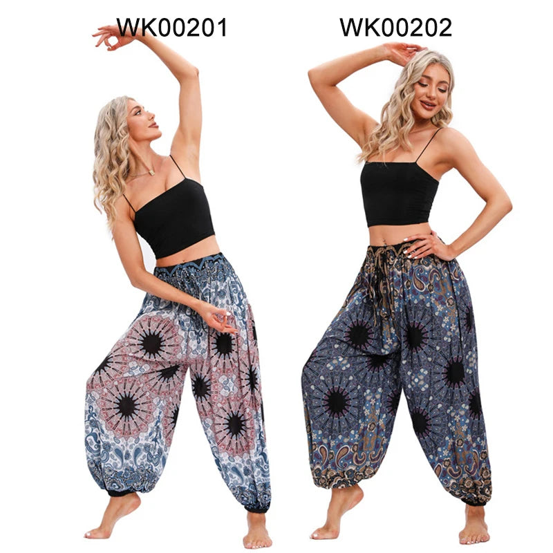 Boho Yoga Harem Pants – High Waist & Hippie Print | Comfortable Flow Pants for Yoga, Pilates & Everyday Wear
