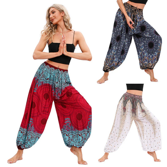 Boho Yoga Harem Broek – Hoge Taille & Hippie Print | Comfortabele Flow Pants voor Yoga, Pilates & Dagelijks Draagplezierna Beach