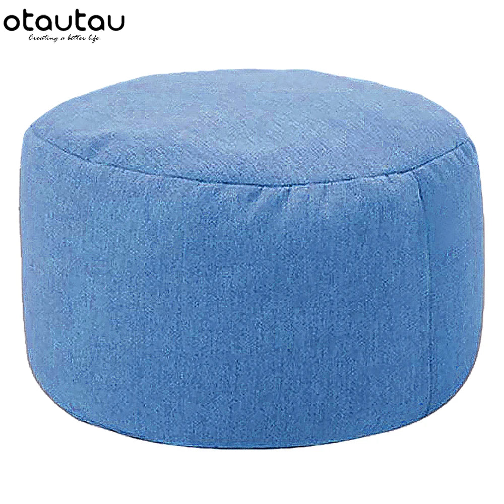 Ronde Katoenen Linnen Poef met Vulling – Ø30 × H20 cm | Minimalistisch & Comfortabel