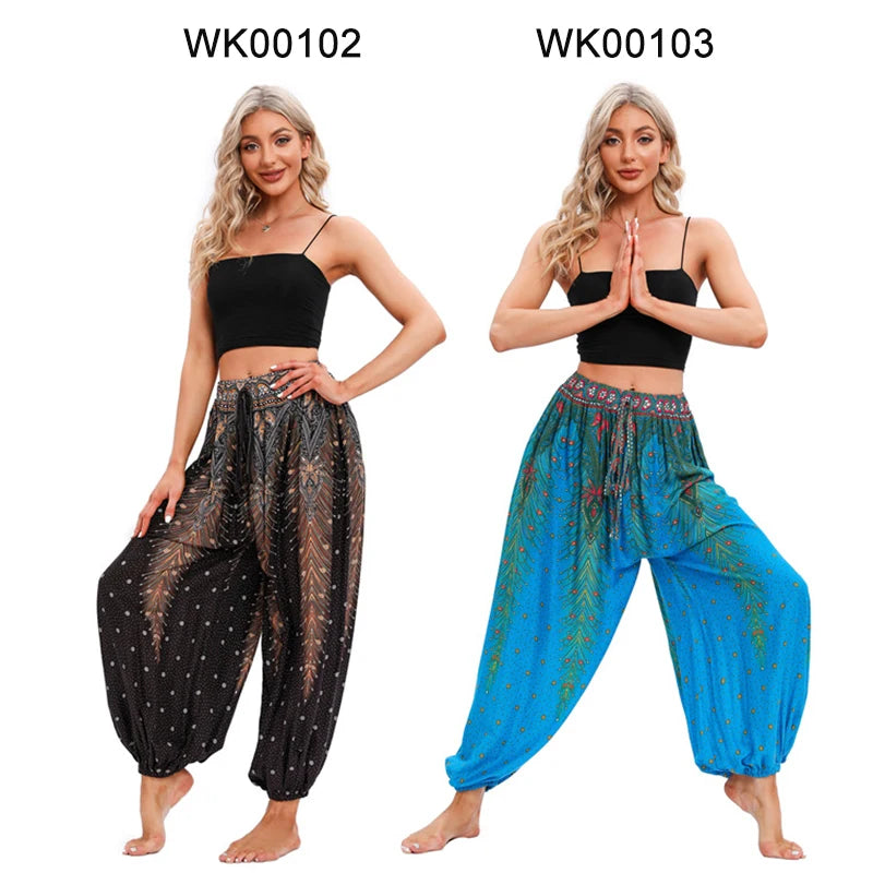 Boho Yoga Harem Pants – High Waist & Hippie Print | Comfortable Flow Pants for Yoga, Pilates & Everyday Wear
