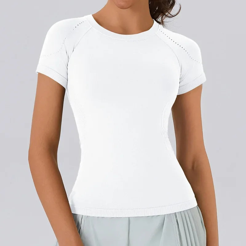 Women's Yoga & Fitness T-Shirt – Breathable, Quick-Drying & Stretchy Sports Top | Slim Fit Short Sleeve Active Tee for Summer Workouts
