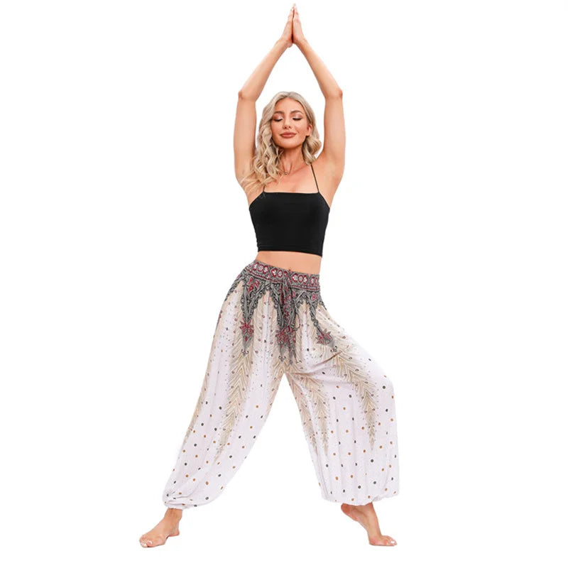 Boho Yoga Harem Pants – High Waist & Hippie Print | Comfortable Flow Pants for Yoga, Pilates & Everyday Wear
