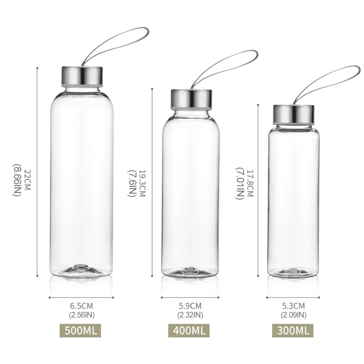 Yoga Water Bottle 300/400/500 ml (Portable, Plastic, Transparent)