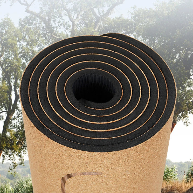 Cork Yoga Mat with Alignment Lines – Non-Slip & Durable | Perfect for Beginners & Yoga Training (183x68 cm)