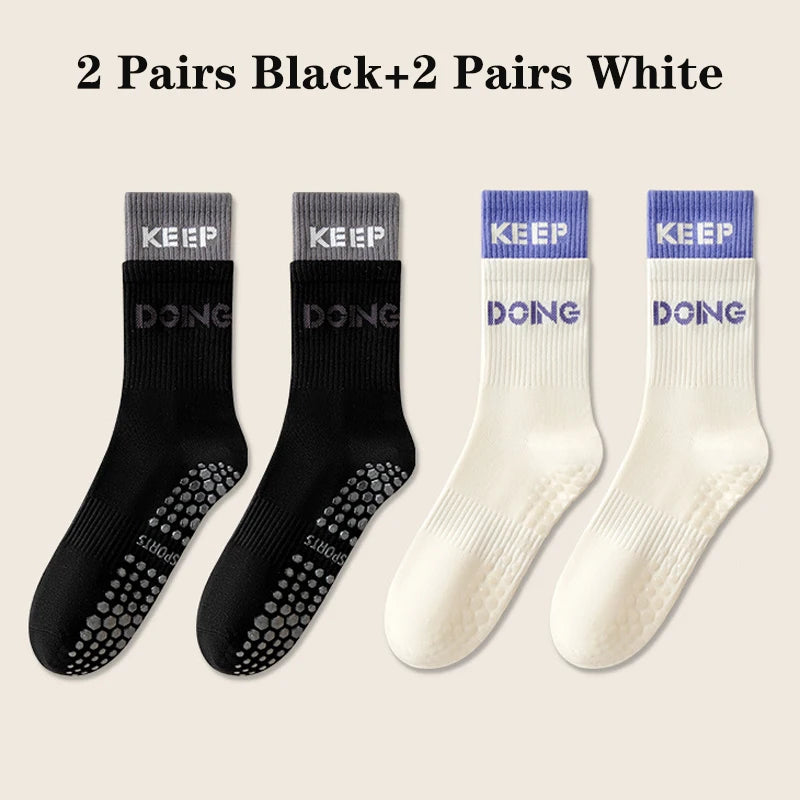 RaviZen Yoga Sokken Set – 4 Paar Antislip Sokken voor Yoga & Fitness