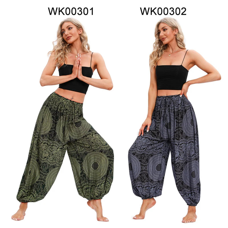 Boho Yoga Harem Pants – High Waist & Hippie Print | Comfortable Flow Pants for Yoga, Pilates & Everyday Wear
