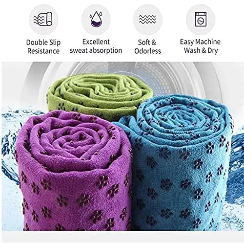 Antislip Hot Yoga Handdoek – Zweet absorberende/ Lichtgewicht Fitness‑ & Yogadeken voor Studio & Travel