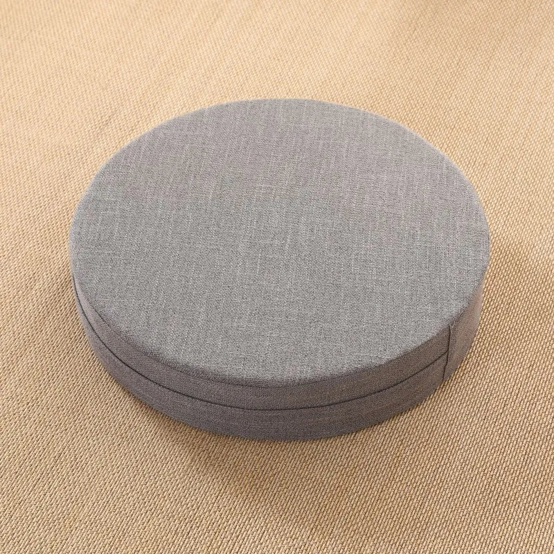 Linen Tatami Meditation Cushion – Round Yoga Pillow 40 cm | Comfort & Posture – RaviZen