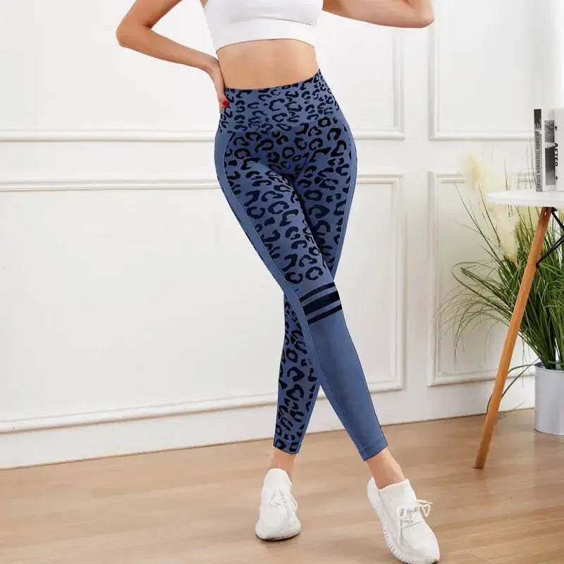 High Waisted Yoga Pants Tummy Control Leopard Print Seamless Quick Dry Fitness Leggings