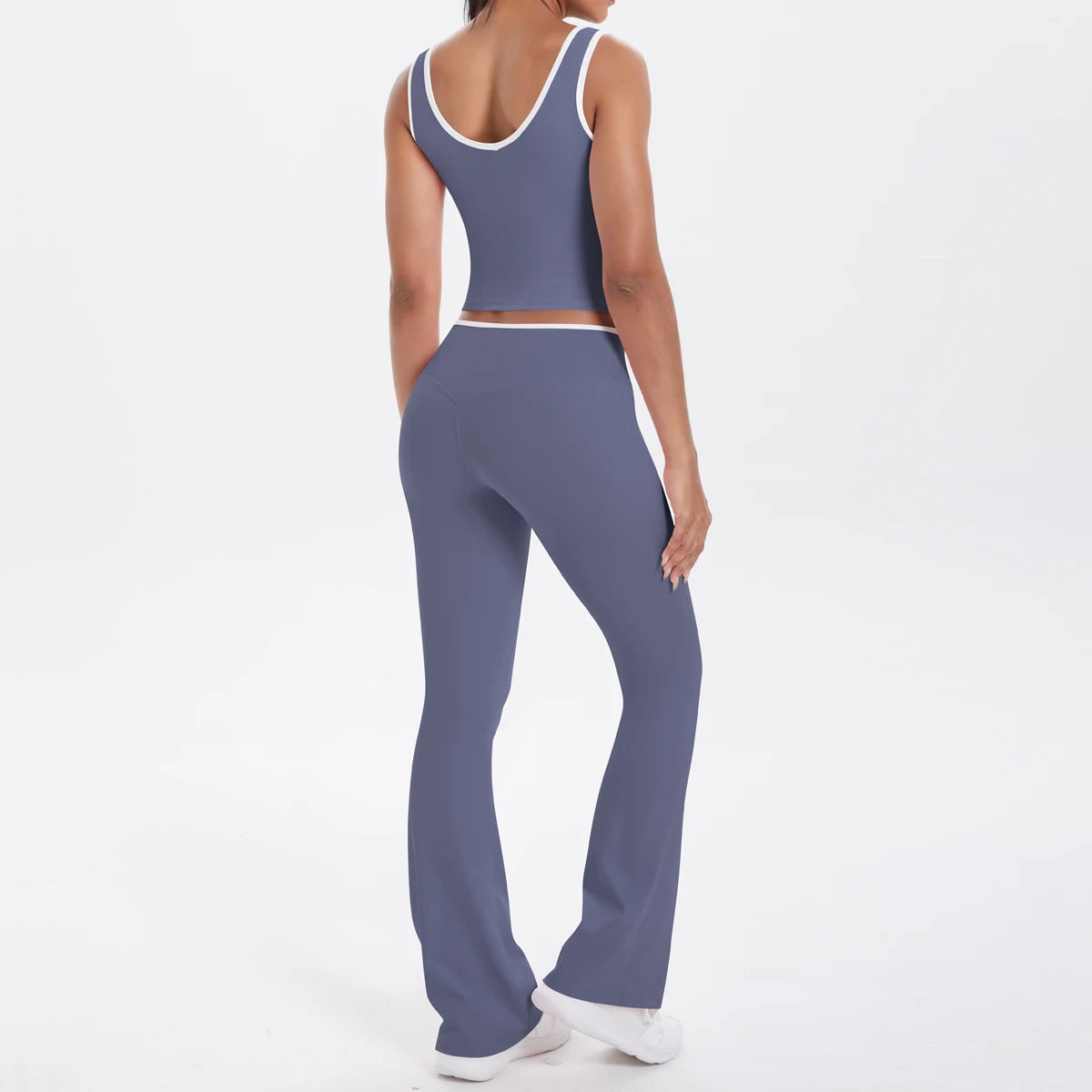 Autumn Women's Yoga Set – U-Neck Sports Top & High-Waist Cross Wide-Leg Pants | Seamless, Elastic & Slim Fit Sportswear