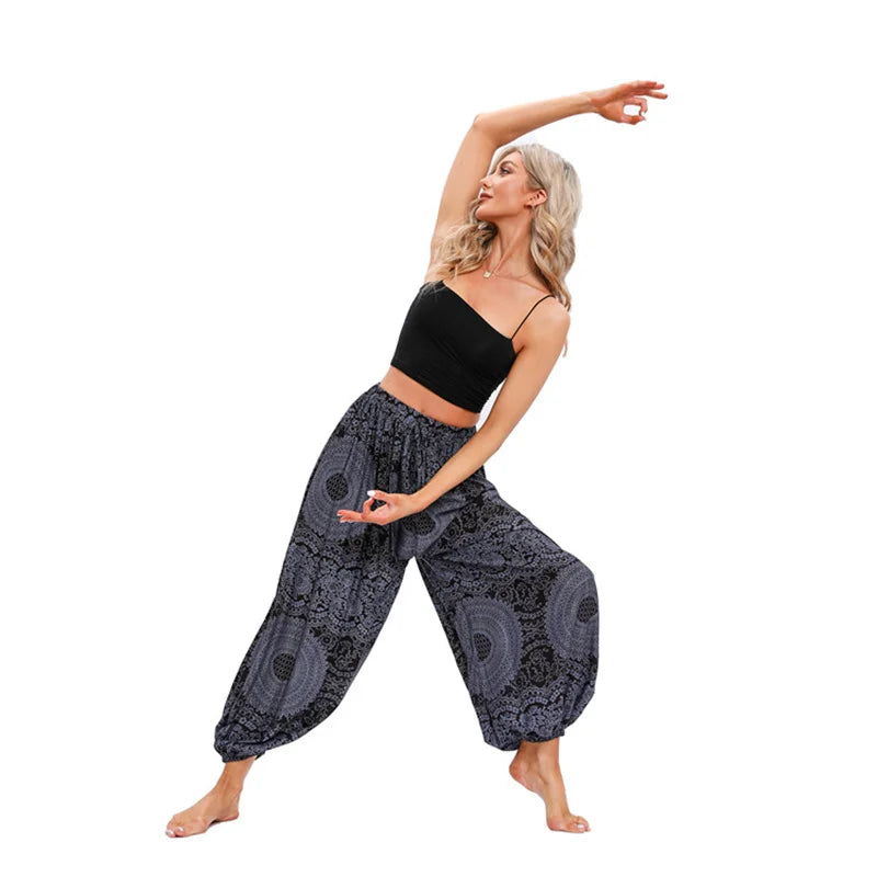 Boho Yoga Harem Pants – High Waist & Hippie Print | Comfortable Flow Pants for Yoga, Pilates & Everyday Wear