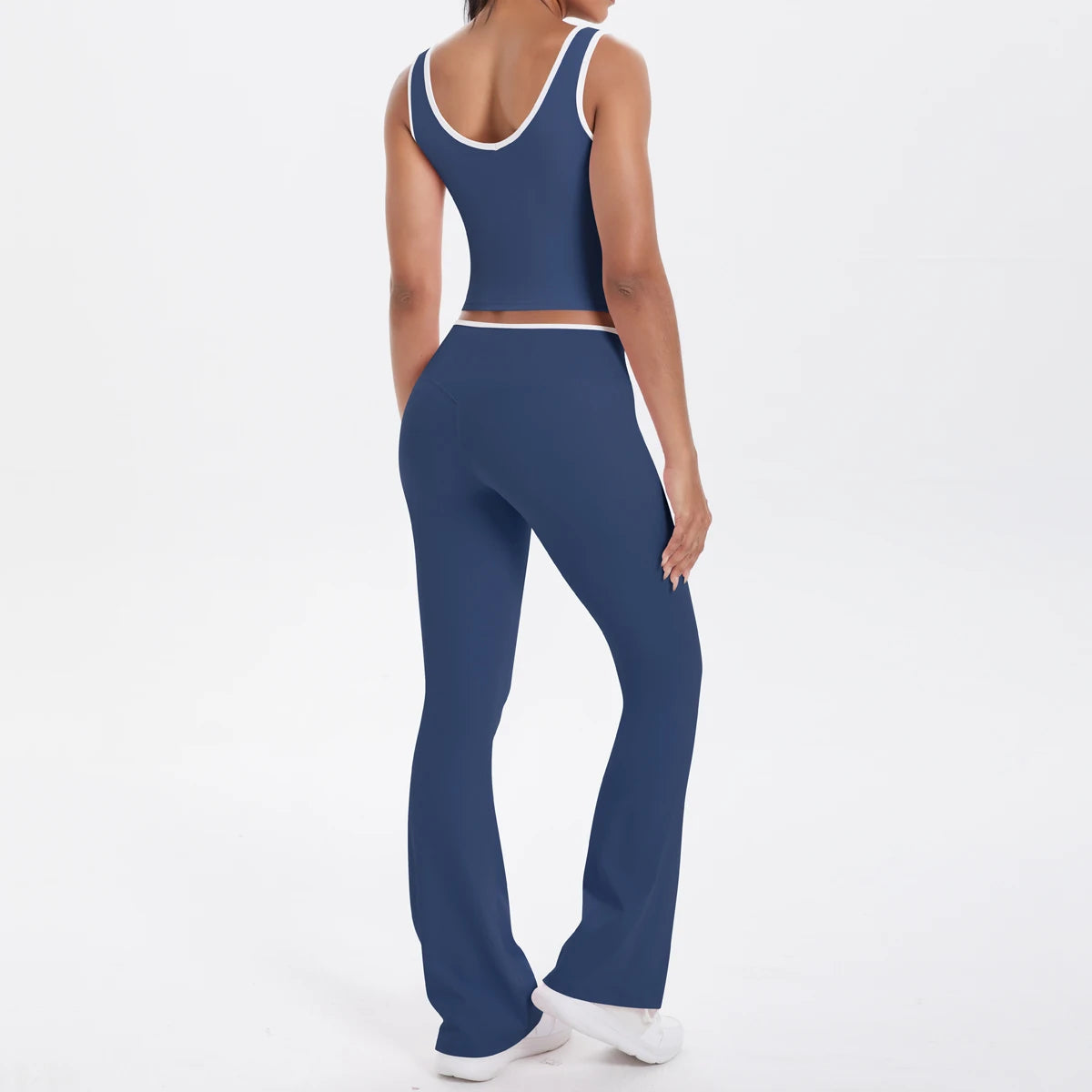 Autumn Women's Yoga Set – U-Neck Sports Top & High-Waist Cross Wide-Leg Pants | Seamless, Elastic & Slim Fit Sportswear