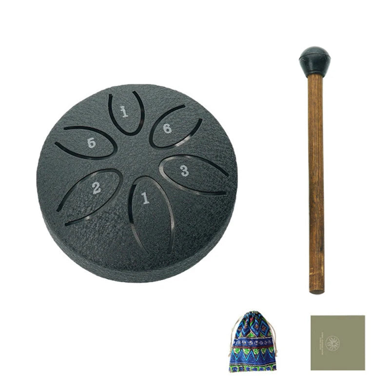 Mini Steel Tongue Drum | 6 Tonen | Yoga & Meditatie | Inclusief Stokje