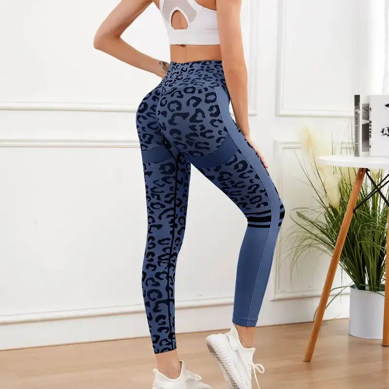 High Waisted Yoga Pants Tummy Control Leopard Print Seamless Quick Dry Fitness Leggings