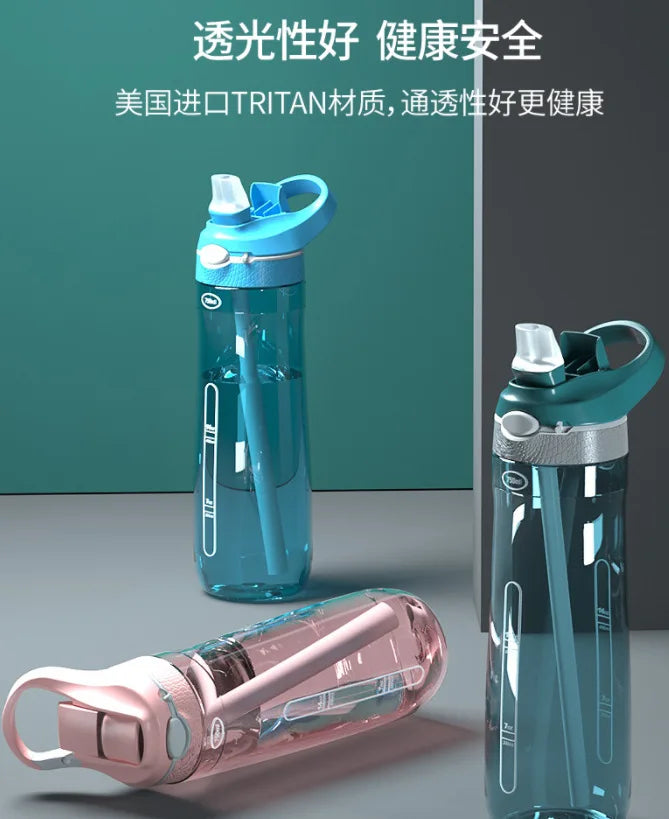Tritan water bottle with straw, eco-friendly, durable (750ml/1000ml)