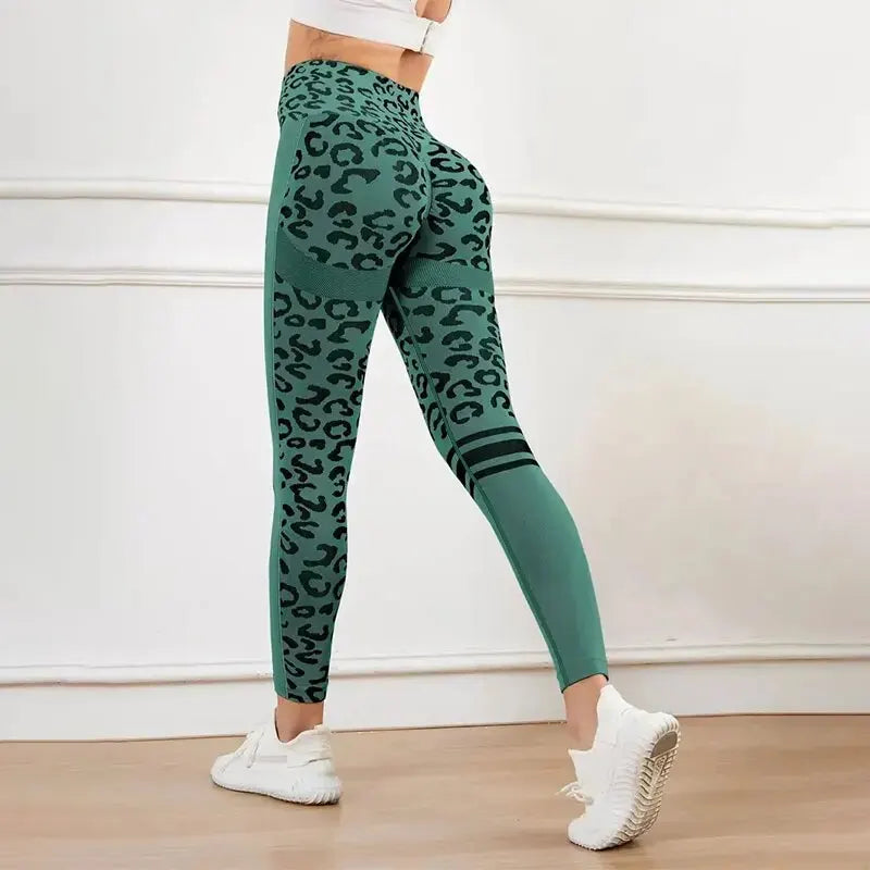 High Waisted Yoga Pants Tummy Control Leopard Print Seamless Quick Dry Fitness Leggings
