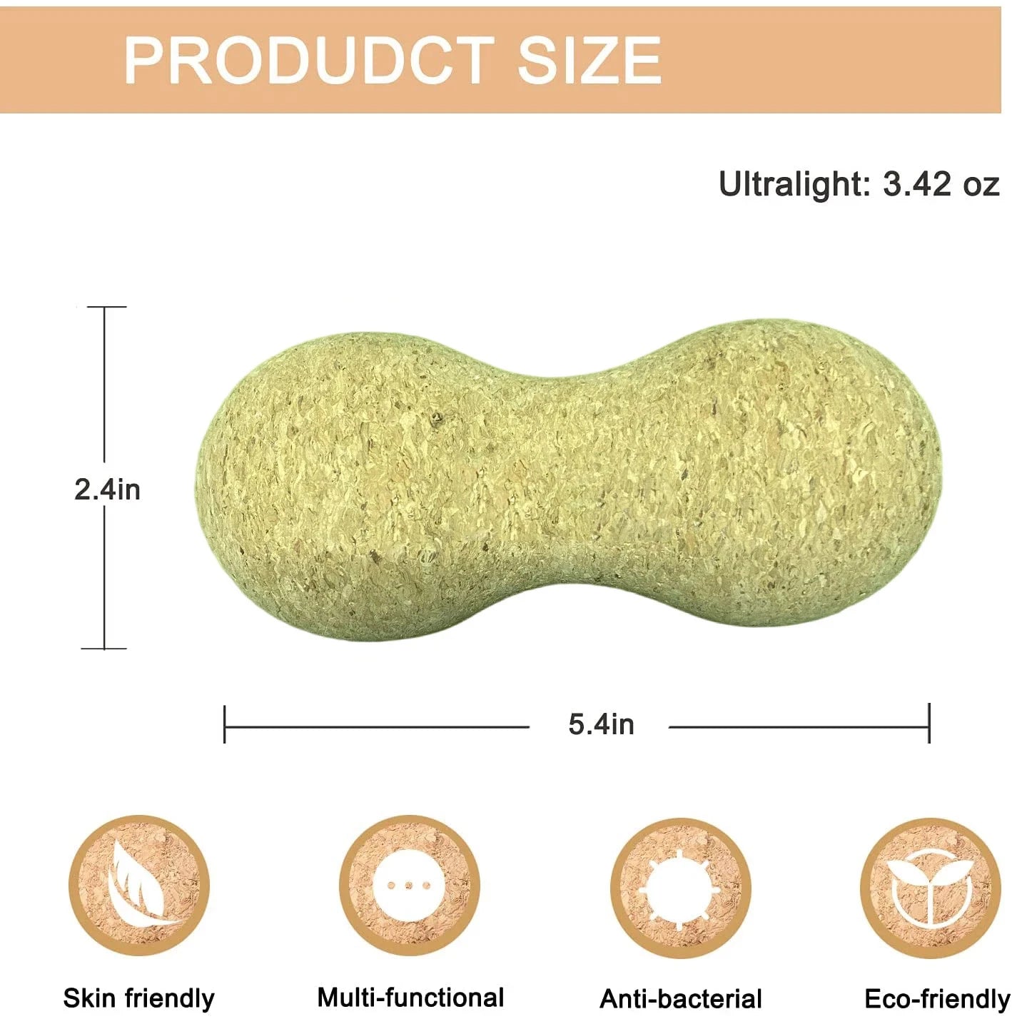 Natuurlijke Kurken Massageballen Set – Fascia Peanut Ball & Yogabal voor Rug, Schouders & Nek | Eco‑Vriendelijk Spierherstel & Pilates Training