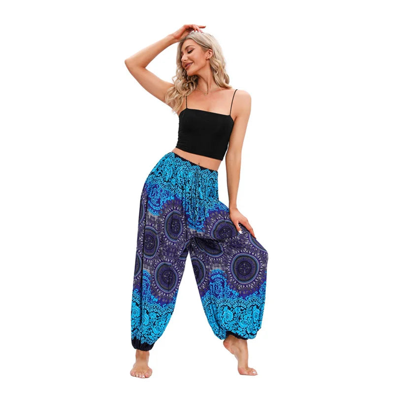 Boho Yoga Harem Pants – High Waist & Hippie Print | Comfortable Flow Pants for Yoga, Pilates & Everyday Wear