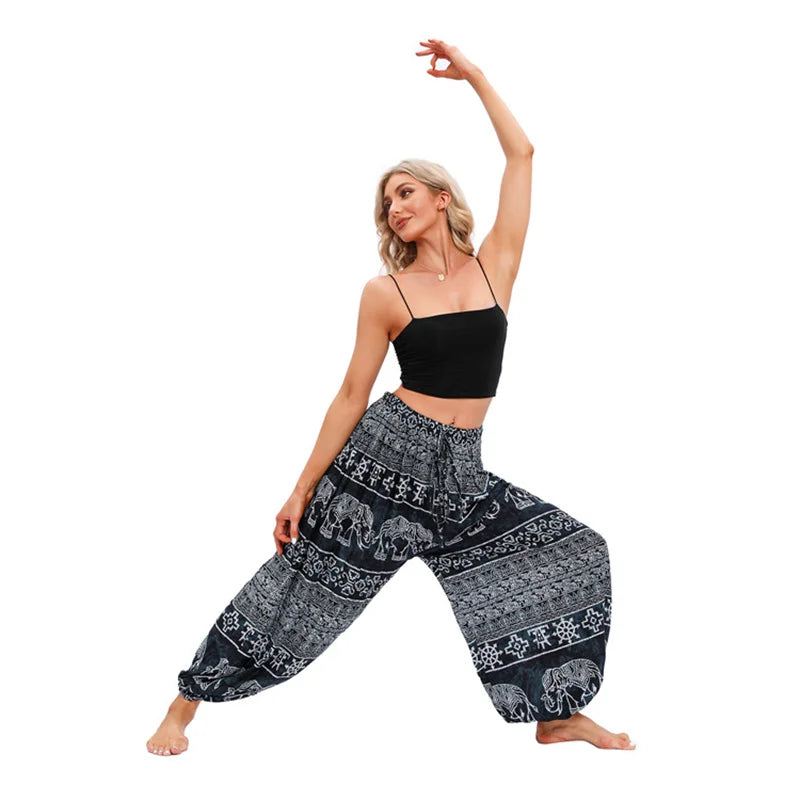 Boho Yoga Harem Pants – High Waist & Hippie Print | Comfortable Flow Pants for Yoga, Pilates & Everyday Wear