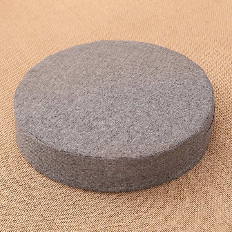 Linen Tatami Meditation Cushion – Round Yoga Pillow 40 cm | Comfort & Posture – RaviZen