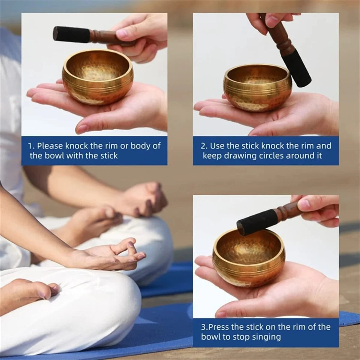 Tibetan Singing Bowl Set – Meditation & Yoga Sound Bowl with Striker and Cushion | Stress Relief & Relaxation