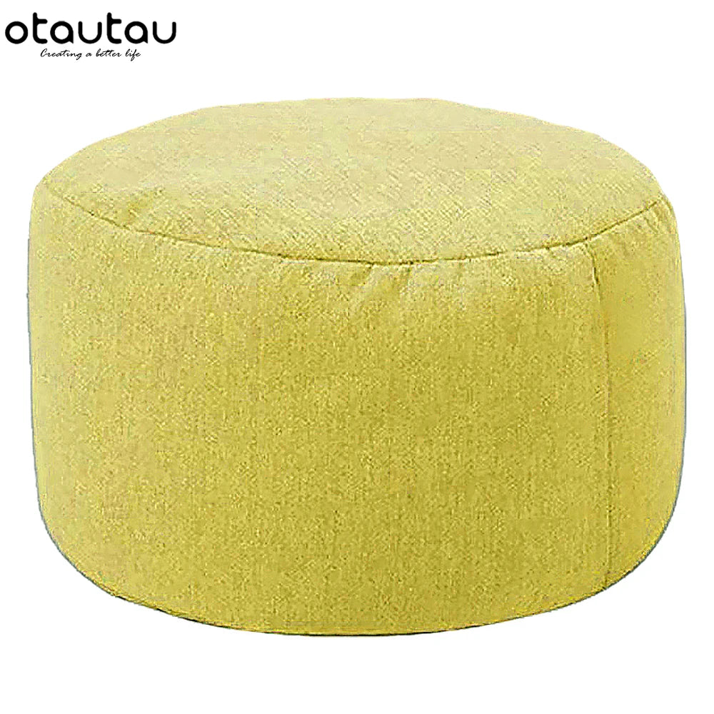 Ronde Katoenen Linnen Poef met Vulling – Ø30 × H20 cm | Minimalistisch & Comfortabel