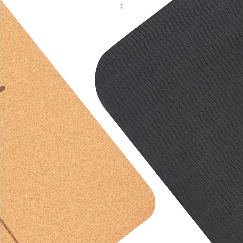 Cork Yoga Mat with Alignment Lines – Non-Slip & Durable | Perfect for Beginners & Yoga Training (183x68 cm)