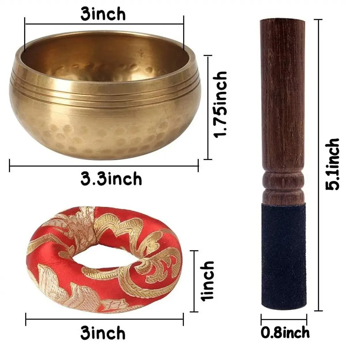 Tibetan Singing Bowl Set – Meditation & Yoga Sound Bowl with Striker and Cushion | Stress Relief & Relaxation