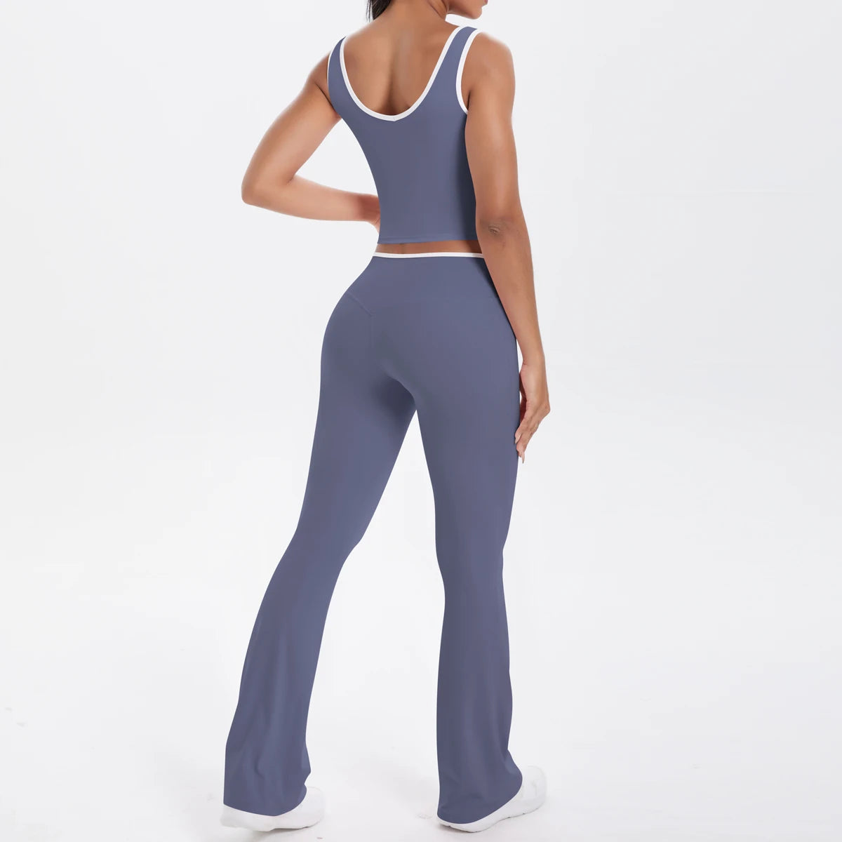 Autumn Women's Yoga Set – U-Neck Sports Top & High-Waist Cross Wide-Leg Pants | Seamless, Elastic & Slim Fit Sportswear