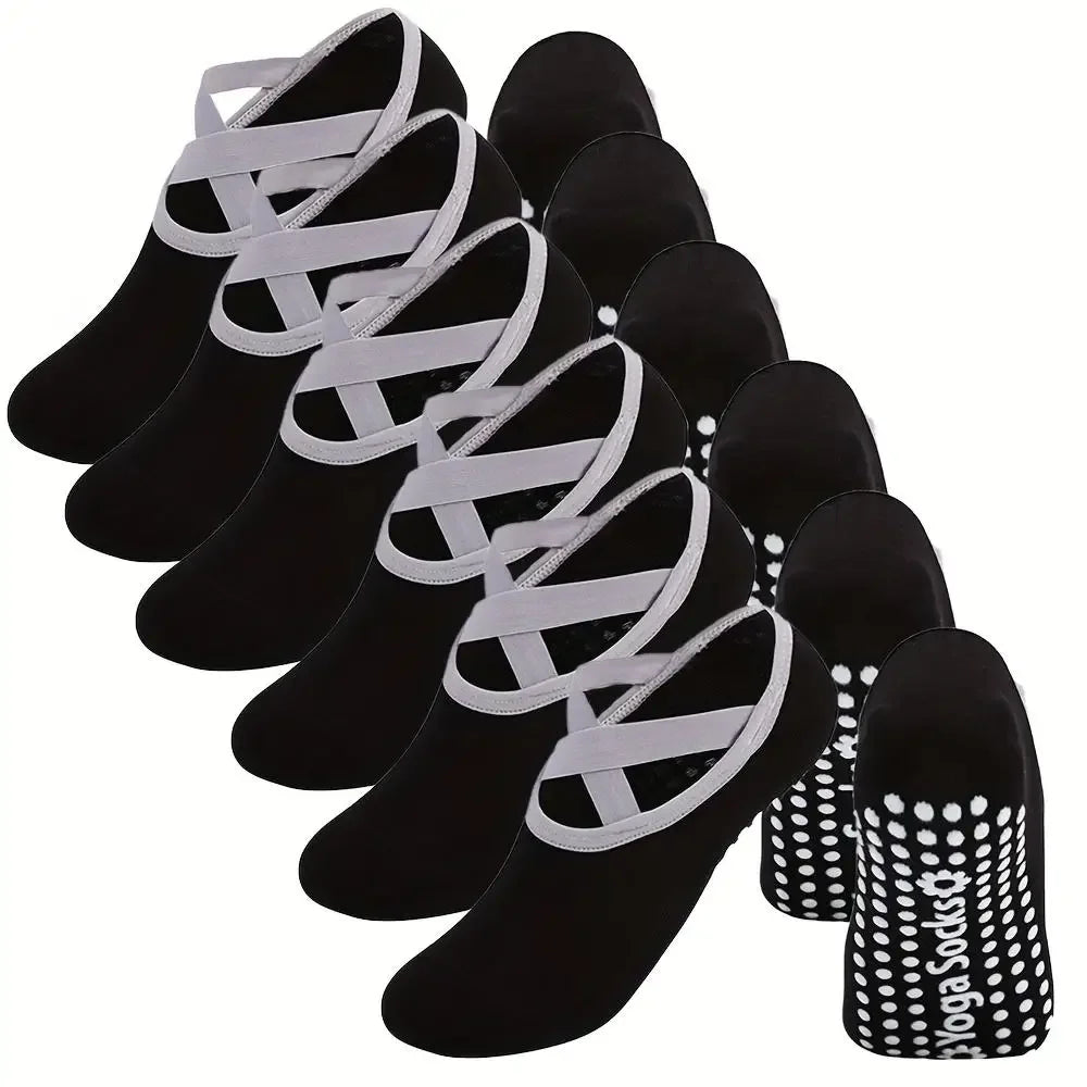 6 Pairs Non-Slip Yoga Socks – Grip & Comfort for Pilates, Fitness, and Home Workouts