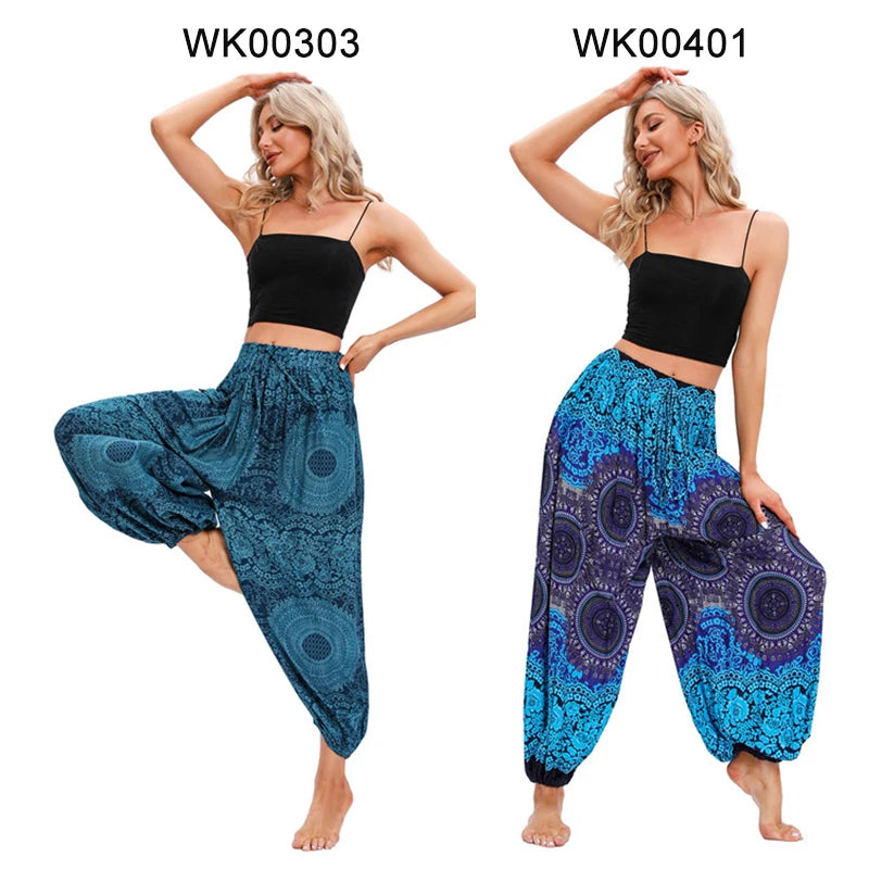 Boho Yoga Harem Pants – High Waist & Hippie Print | Comfortable Flow Pants for Yoga, Pilates & Everyday Wear