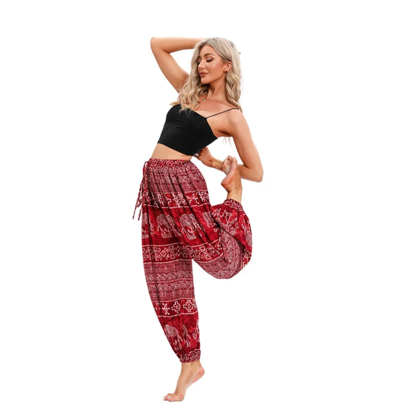 Boho Yoga Harem Pants – High Waist & Hippie Print | Comfortable Flow Pants for Yoga, Pilates & Everyday Wear