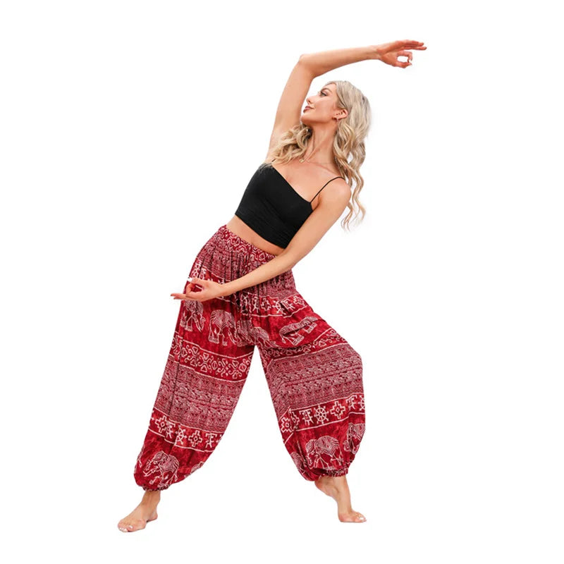 Boho Yoga Harem Pants – High Waist & Hippie Print | Comfortable Flow Pants for Yoga, Pilates & Everyday Wear