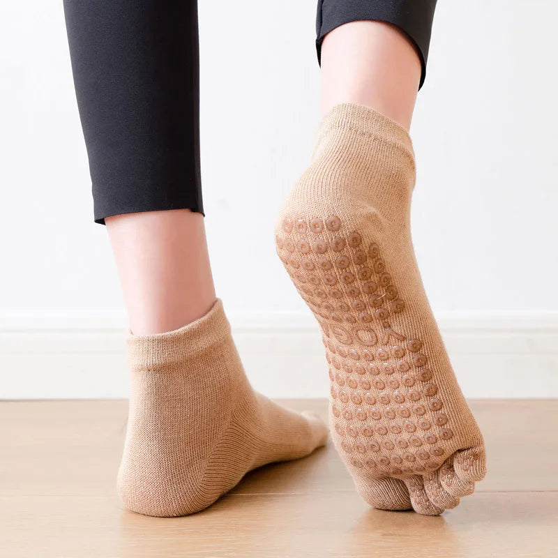 RaviZen Vijf-Teen Yoga Sokken – Antislip voor Yoga, Pilates & Ballet