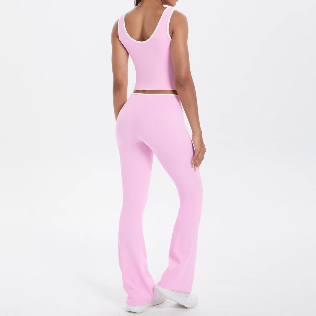 Autumn Women's Yoga Set – U-Neck Sports Top & High-Waist Cross Wide-Leg Pants | Seamless, Elastic & Slim Fit Sportswear