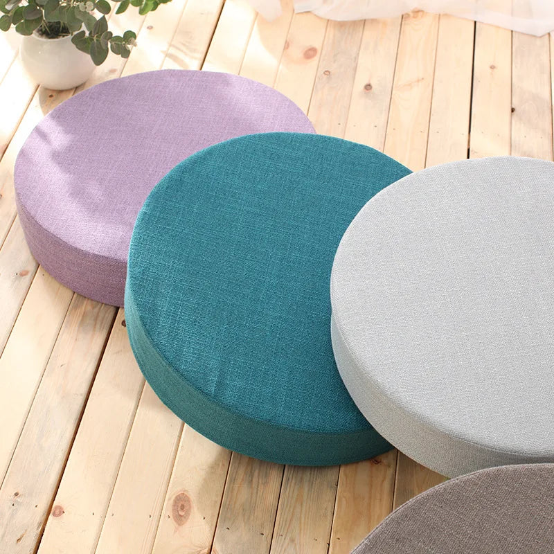 Linen Tatami Meditation Cushion – Round Yoga Pillow 40 cm | Comfort & Posture – RaviZen