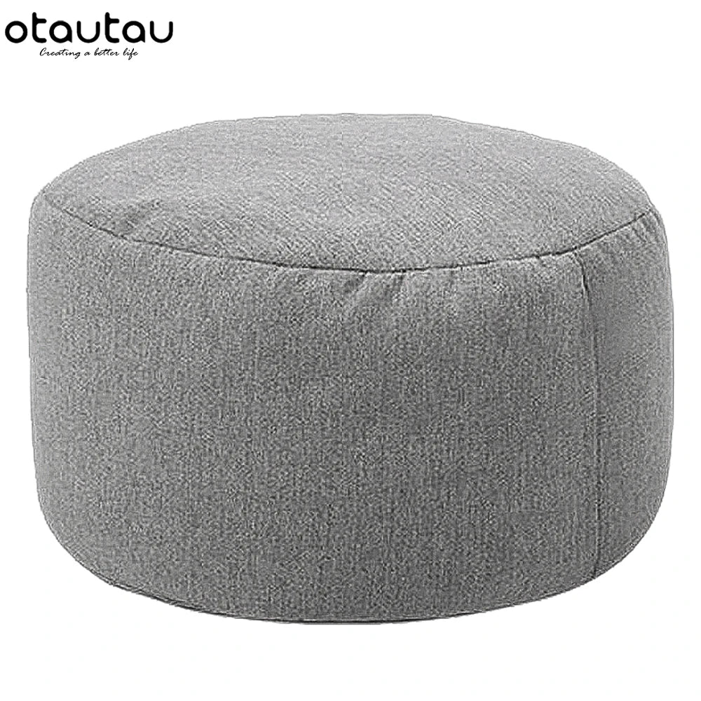 Ronde Katoenen Linnen Poef met Vulling – Ø30 × H20 cm | Minimalistisch & Comfortabel