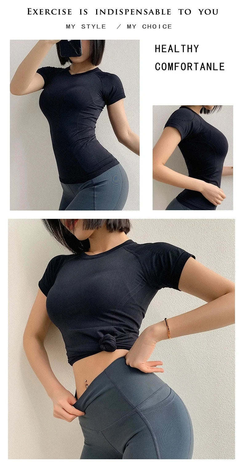 Women's Yoga & Fitness T-Shirt – Breathable, Quick-Drying & Stretchy Sports Top | Slim Fit Short Sleeve Active Tee for Summer Workouts