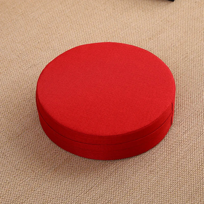 Linen Tatami Meditation Cushion – Round Yoga Pillow 40 cm | Comfort & Posture – RaviZen