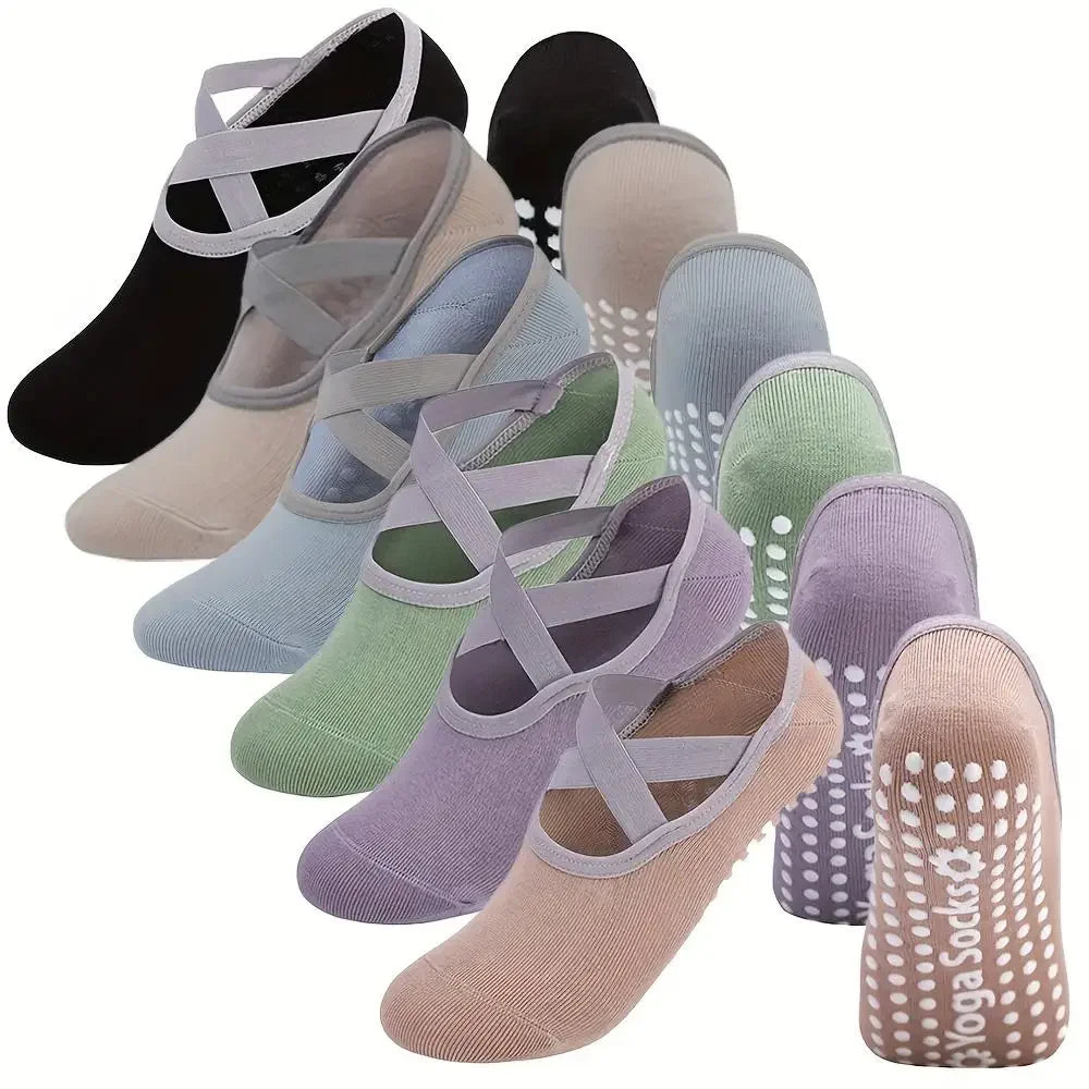 6 Pairs Non-Slip Yoga Socks – Grip & Comfort for Pilates, Fitness, and Home Workouts