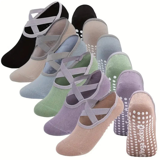6 Paar Antislip Yoga Sokken – Grip & Comfort voor Pilates, Fitness en Thuis Workouts
