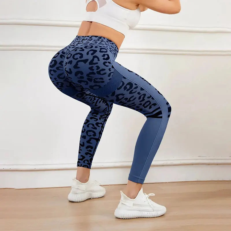High Waisted Yoga Pants Tummy Control Leopard Print Seamless Quick Dry Fitness Leggings