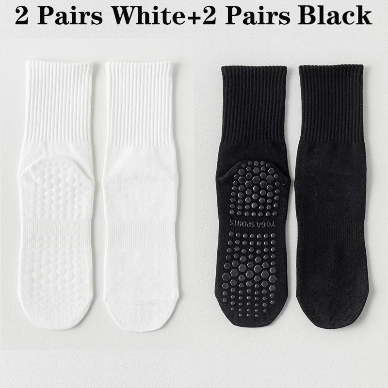 RaviZen Yoga Sokken Set – 4 Paar Antislip Sokken voor Yoga & Fitness