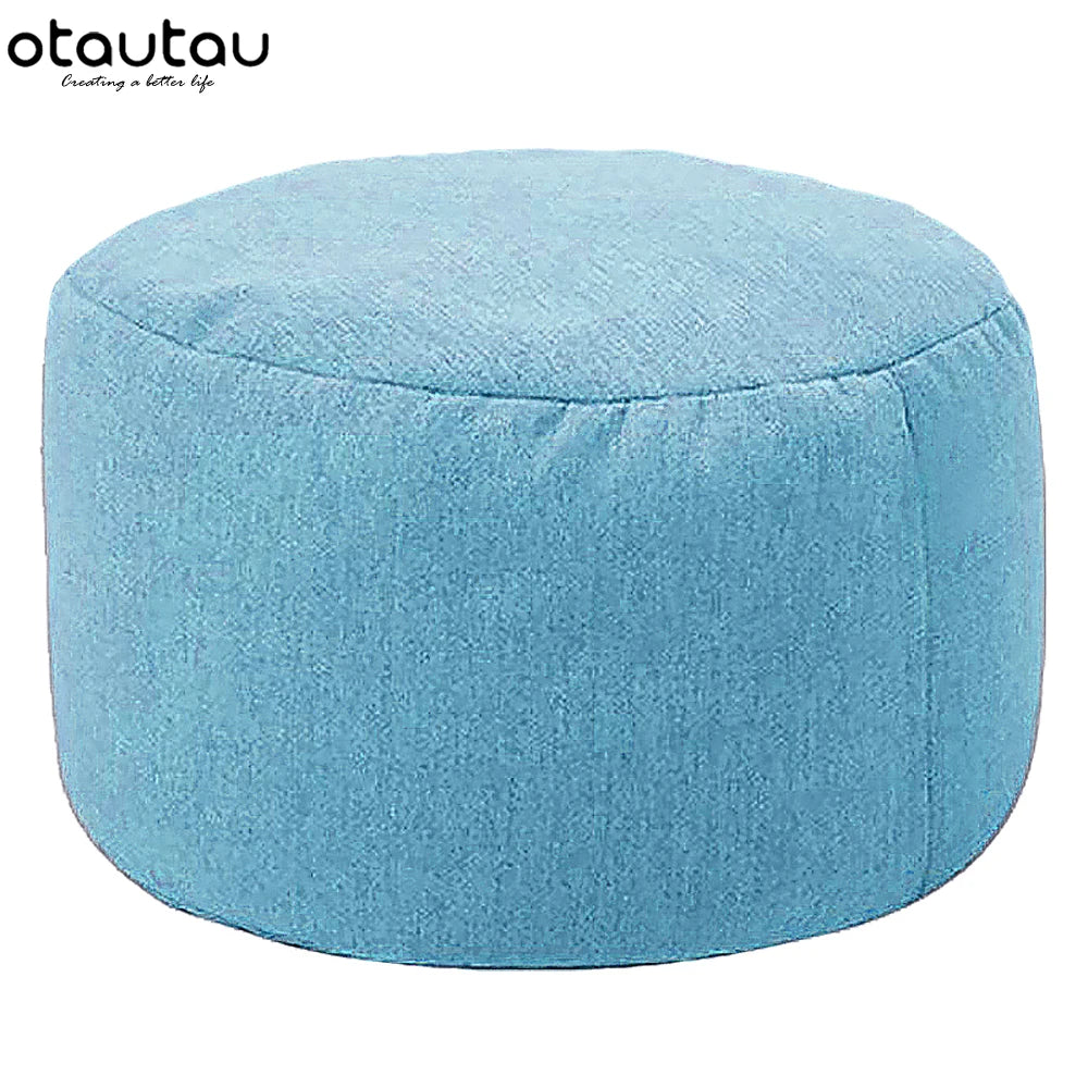Ronde Katoenen Linnen Poef met Vulling – Ø30 × H20 cm | Minimalistisch & Comfortabel