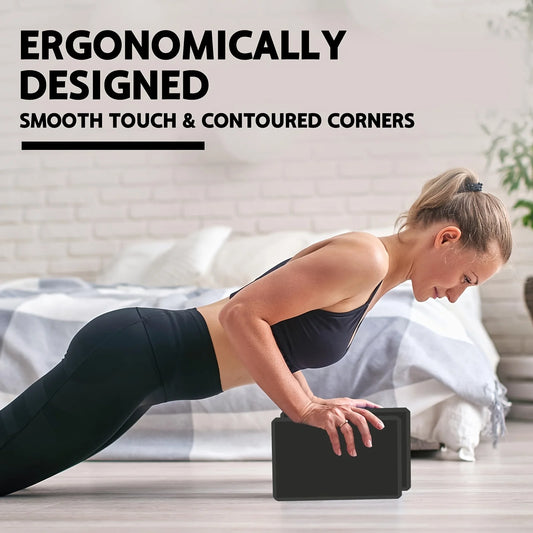 Set van 2 High‑Density Yoga Blokken – Lichtgewicht, Stevig & Geurvrij | Essentiële Foam Support voor Yoga, Pilates & Gym