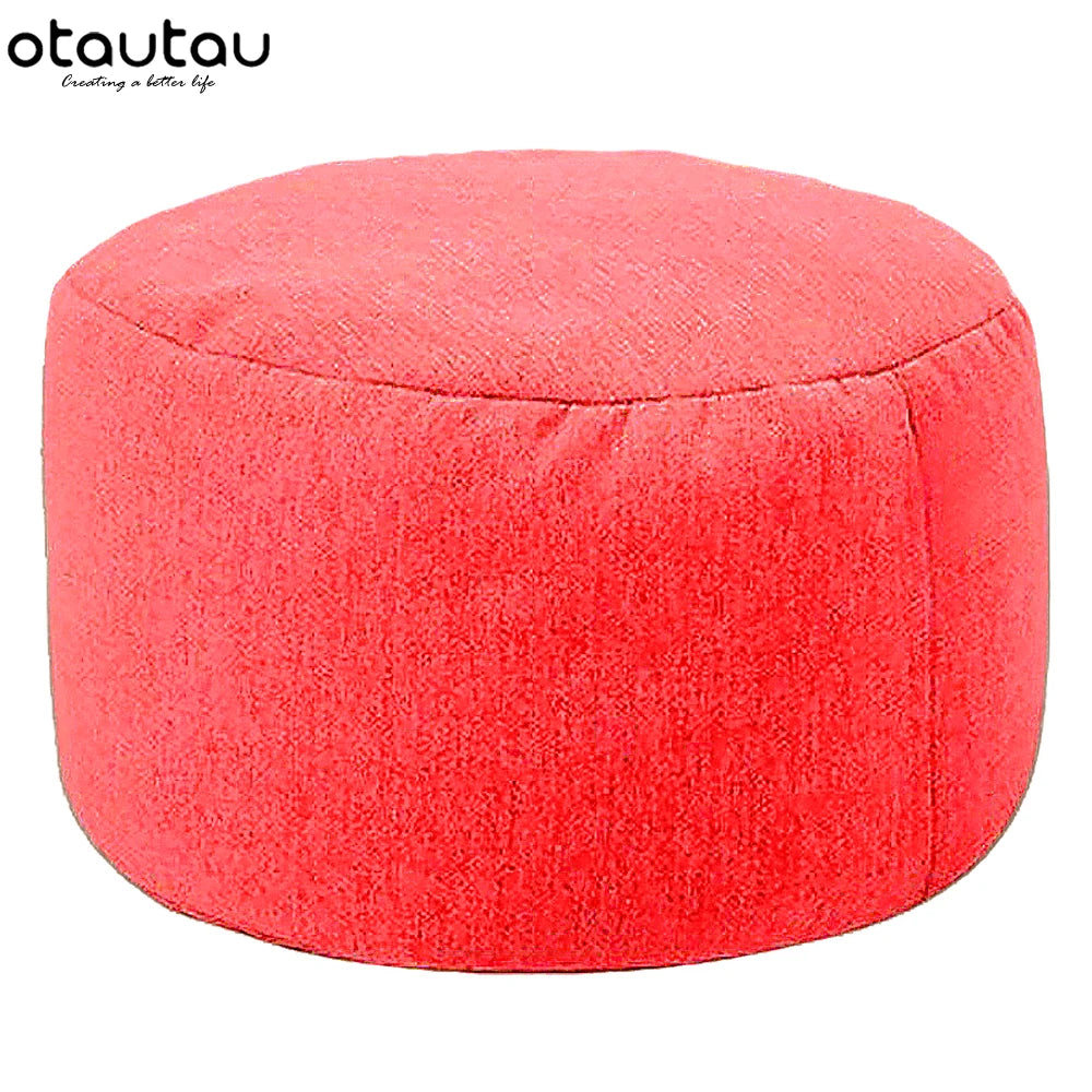 Ronde Katoenen Linnen Poef met Vulling – Ø30 × H20 cm | Minimalistisch & Comfortabel