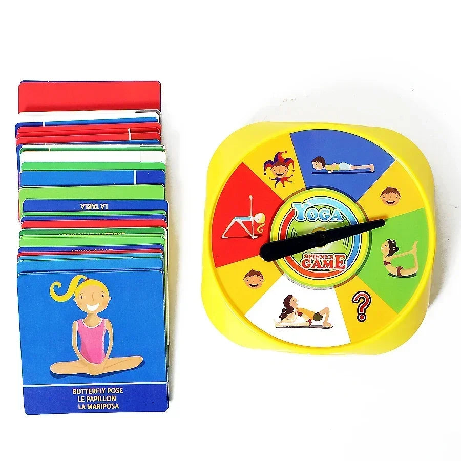 Kindvriendelijk Yoga Spinner Spel – 54 Positiekaarten voor Focus, Balans & Beweging | Ideaal voor Thuis, School & Groepsspel