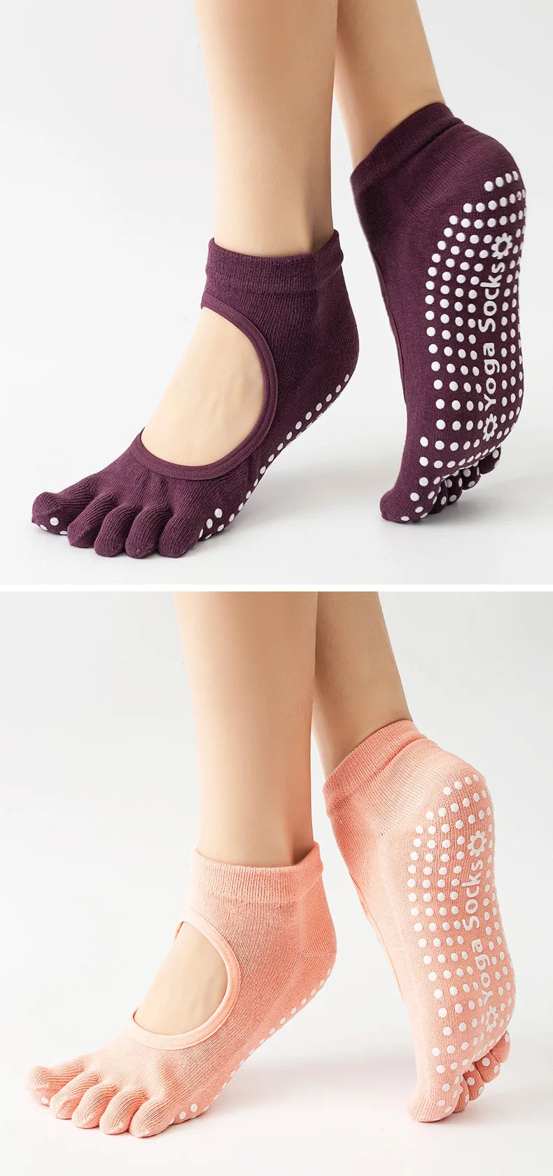 Anti-Slip Yoga Socks – Pilates & Fitness Grip Socks | Comfort & Stability for Home Workouts