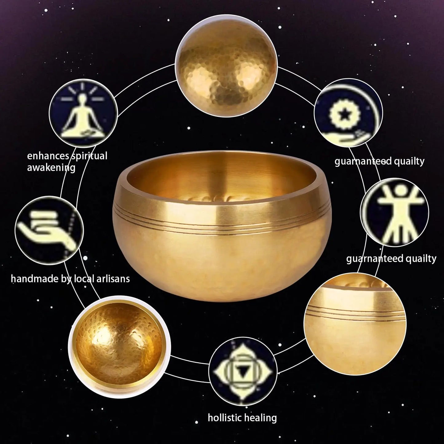 Tibetan Singing Bowl Set – Meditation & Yoga Sound Bowl with Striker and Cushion | Stress Relief & Relaxation